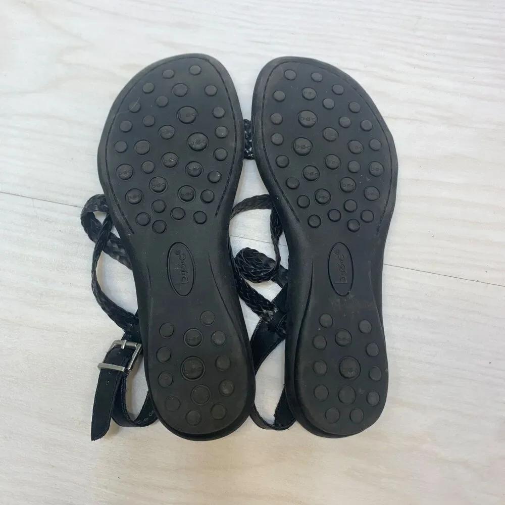 BOC Born Concept Women's 8 Black Braided Faux Leather Gladiator Open Toe Sandals